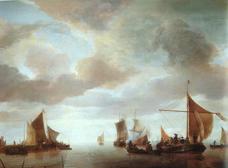 Jan van de Cappelle Ships on a Calm Sea near Land oil painting picture